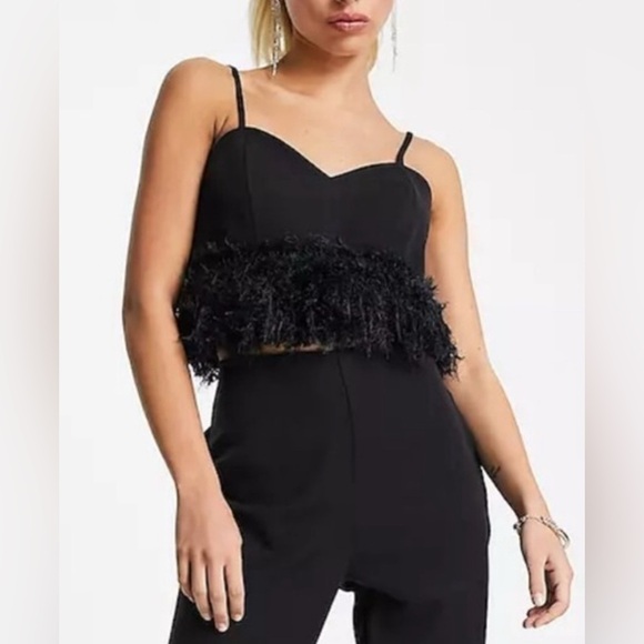 Twisted Wunder London Faux Feather Fringe Crop Top - Picture 10 of 11
